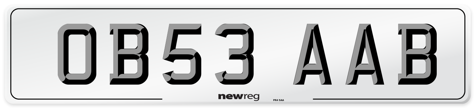 OB53 AAB Number Plate from New Reg